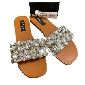 AQUA Dress Slide Sandals Women's Paris Embellished Size 6.5 NWT NIB